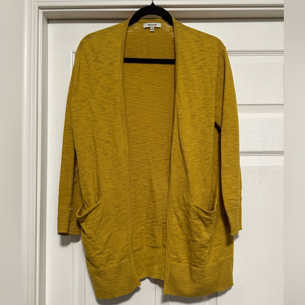 Madewell Yellow Lightweight Open Front Long Sleeve Sweater Women's Size XXS